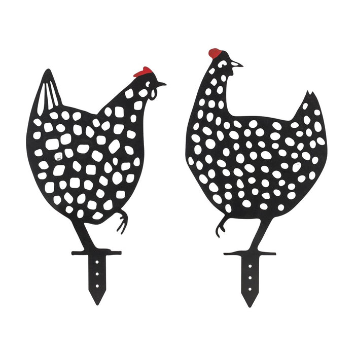 Melrose Punched Metal Chicken Garden Stake, Set of 4, Black - 88121DS