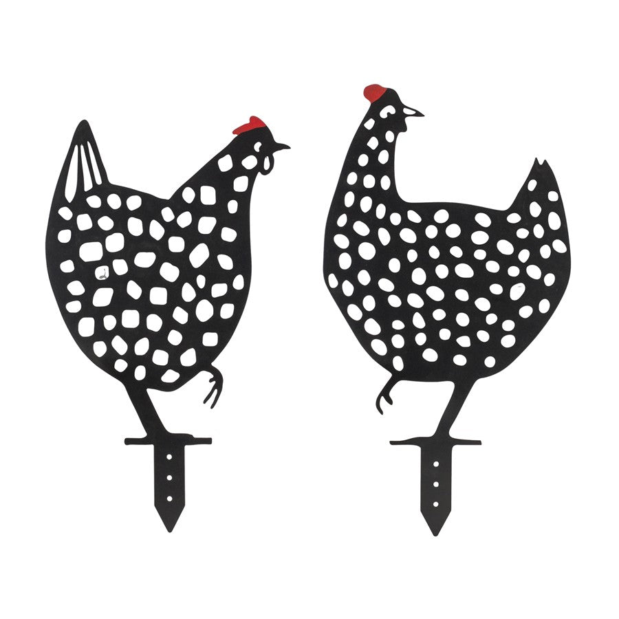 Melrose Punched Metal Chicken Garden Stake, Set of 4, Black - 88121DS