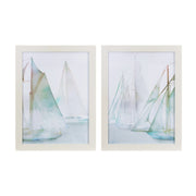 Melrose Framed Watercolor Sailboat Print, Set of 2, White/Blue - 88132DS