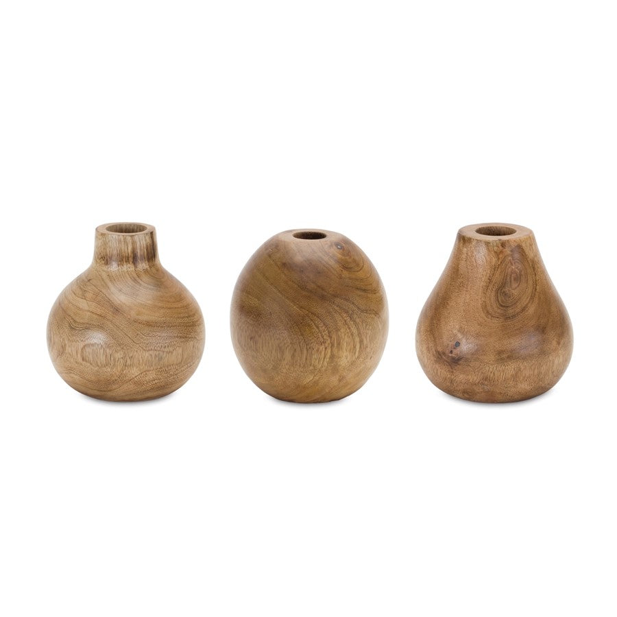 Melrose International Natural Wood Bud Vase, Set of 3, Brown - 88144DS