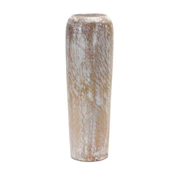 Melrose International Wood Floor Vase 18.25"H, White/Brown - 88146DS