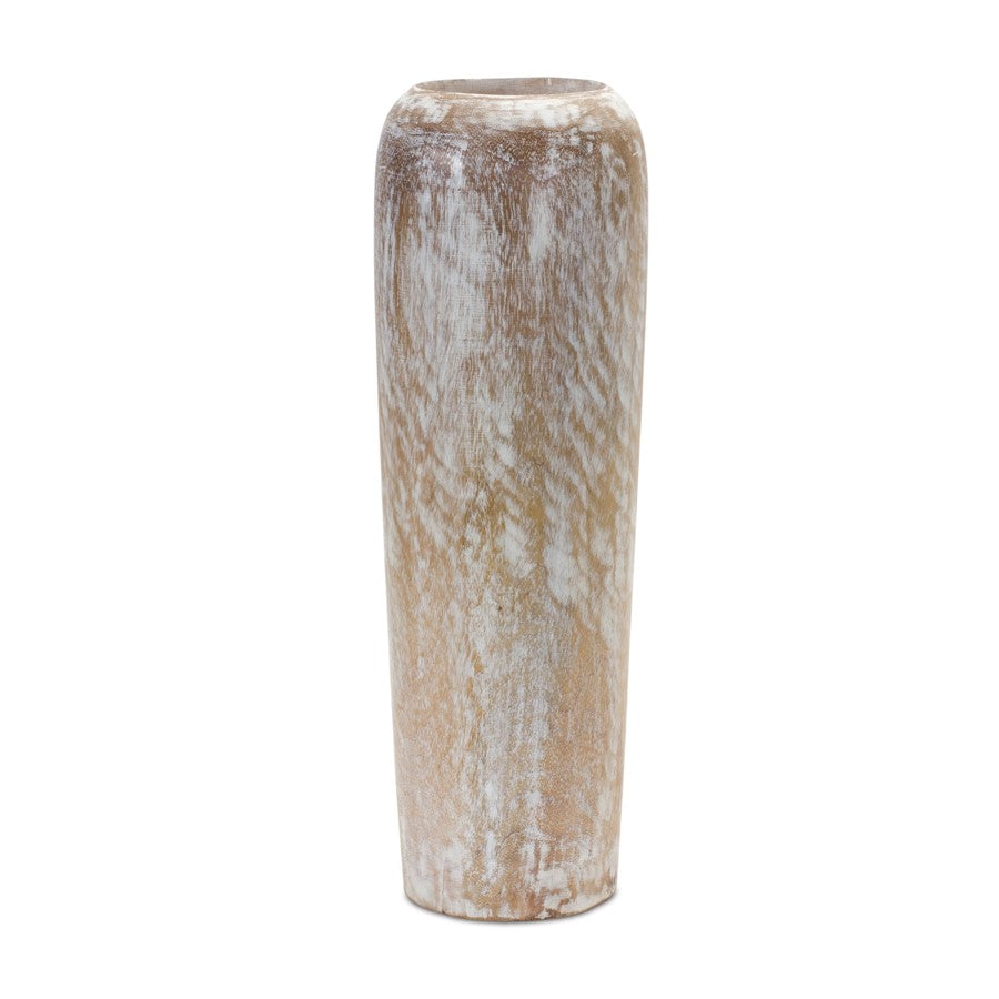 Melrose International Wood Floor Vase 18.25"H, White/Brown - 88146DS