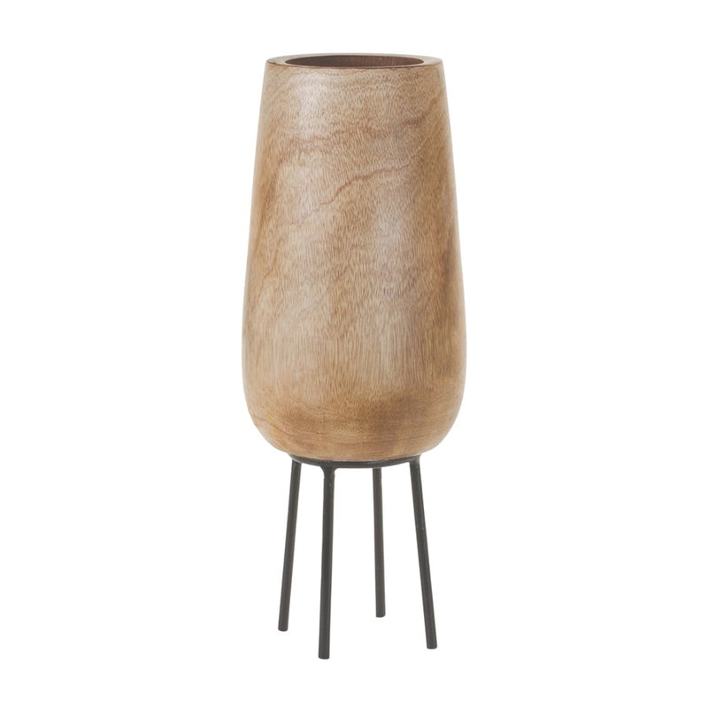 Melrose International Wood Vase/Stand 15"H, Brown - 88147DS