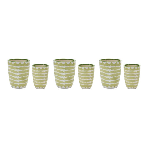 Melrose International Striped Vase Planter, Set of 3, Green/White