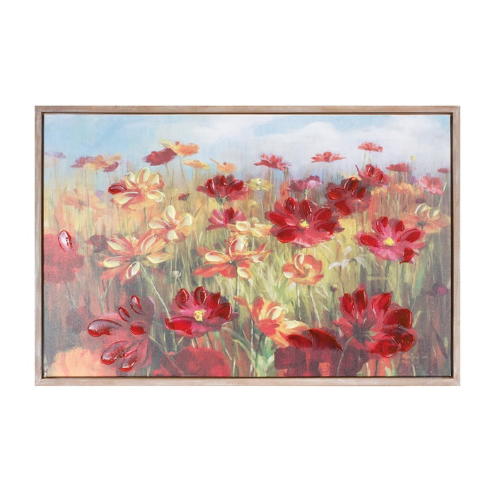 Melrose International Framed Floral Canvas Art 35.5"L, Green/Red - 88164DS