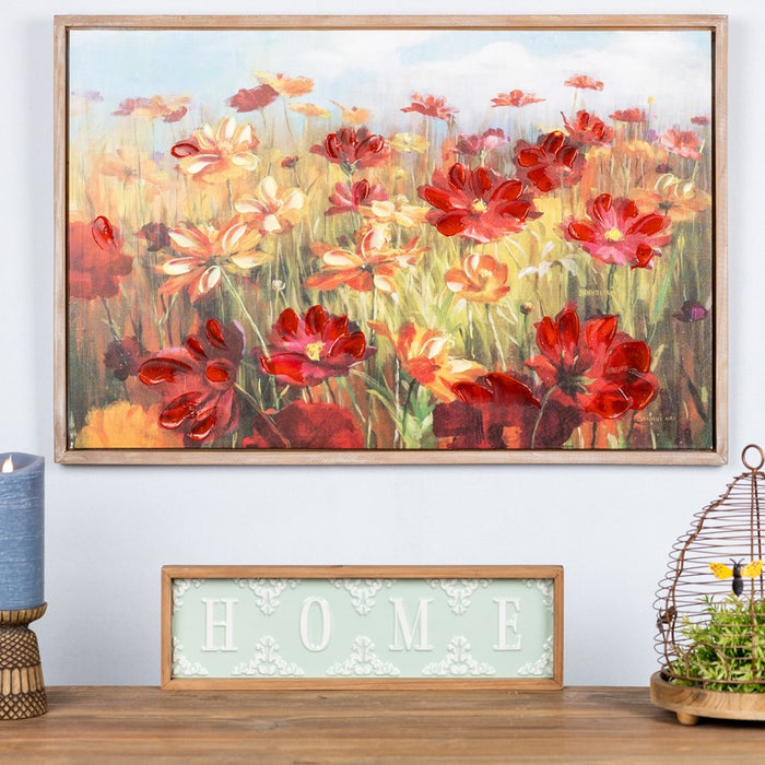 Melrose International Framed Floral Canvas Art 35.5"L, Green/Red