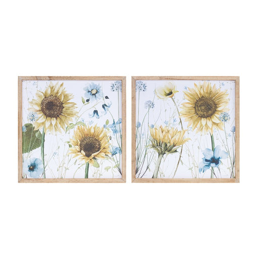 Melrose Framed Sunflower Floral Print, Set of 2, Yellow/Blue/White - 88166DS