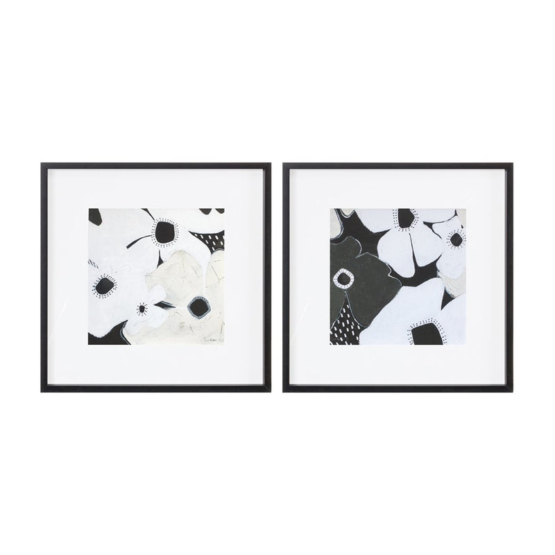 Melrose Framed Anemone Floral Print, Set of 2, Black/White - 88167DS