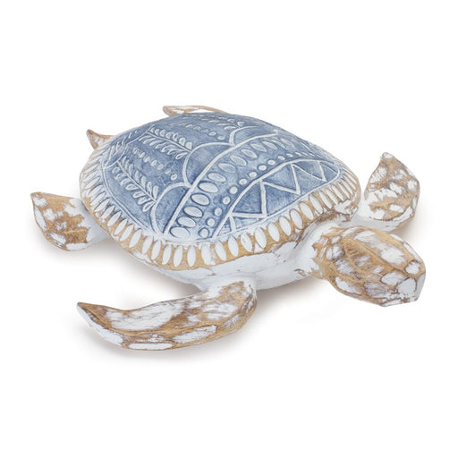 Melrose International Geometric Etched Turtle 10.5"L, Blue/Brown - 88179DS