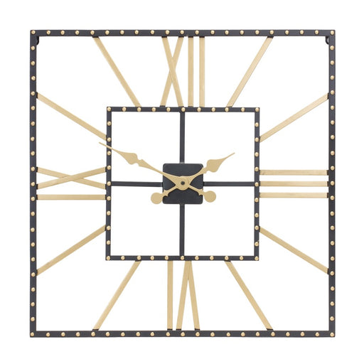 Melrose Metal Square Wall Clock/Roman Numberals 23.5"SQ, Black/Gp;D - 88181DS
