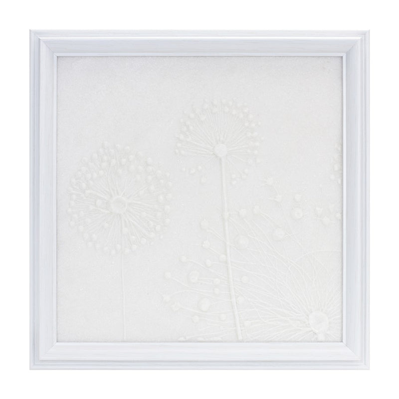 Melrose International Stone Dandelion Wall Plaque 18.25"SQ, White - 88189DS
