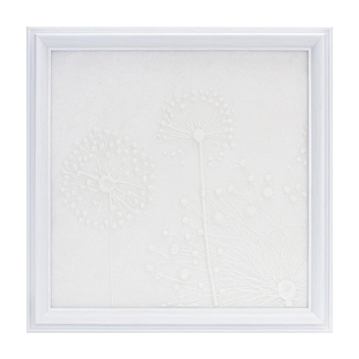 Melrose International Stone Dandelion Wall Plaque 18.25"SQ, White - 88189DS