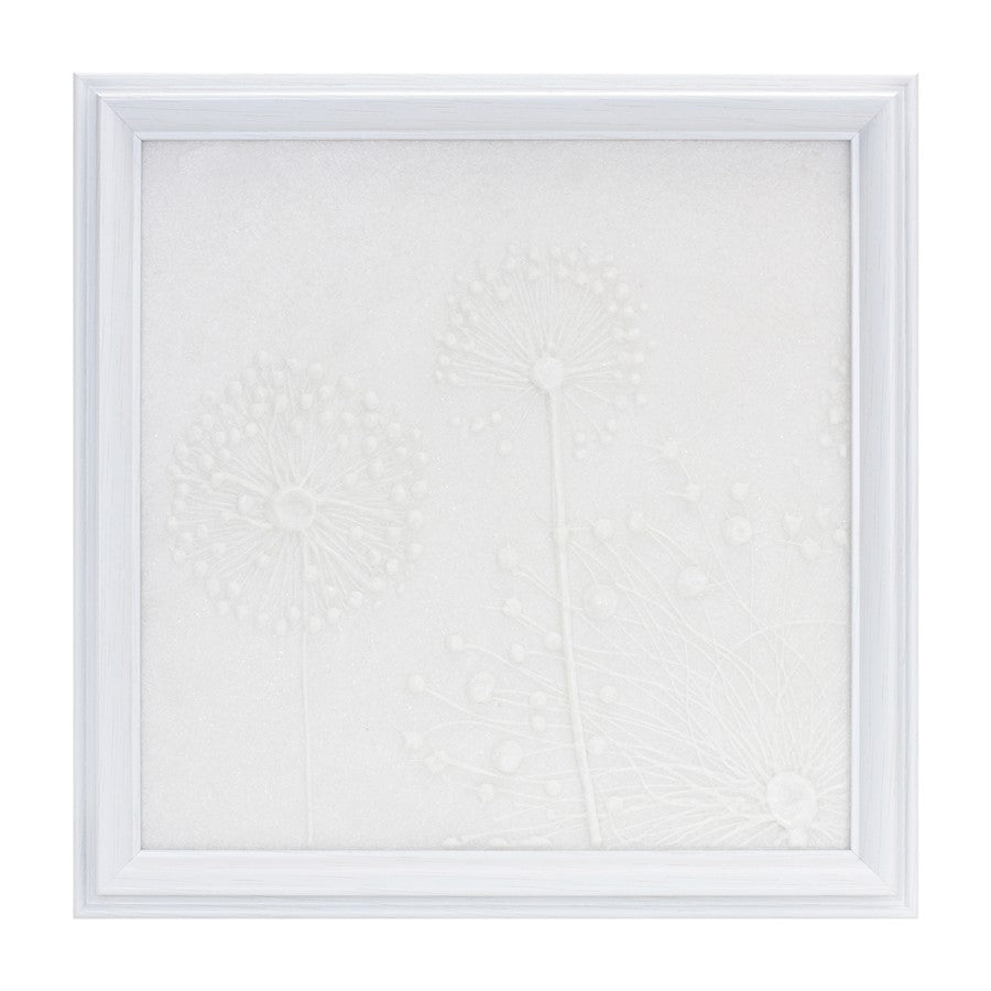 Melrose International Stone Dandelion Wall Plaque 18.25"SQ, White - 88189DS