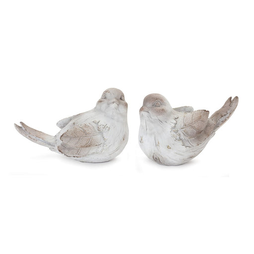 Melrose International White Washed Bird Figurine, Set of 4, Grey - 88221DS