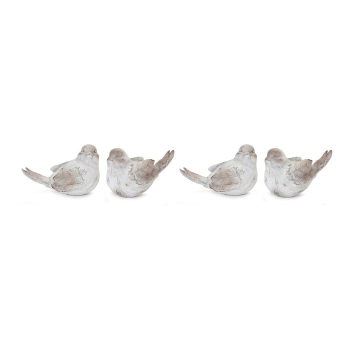 Melrose International White Washed Bird Figurine, Set of 4, Grey