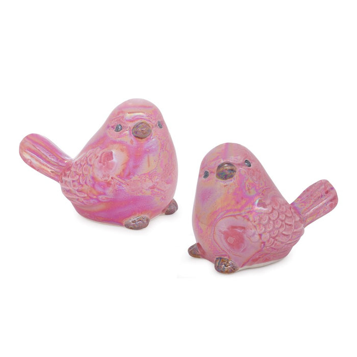 Melrose Int. Irridescent Ceramic Bird Figurine, Set of 6, Pink - 88222DS