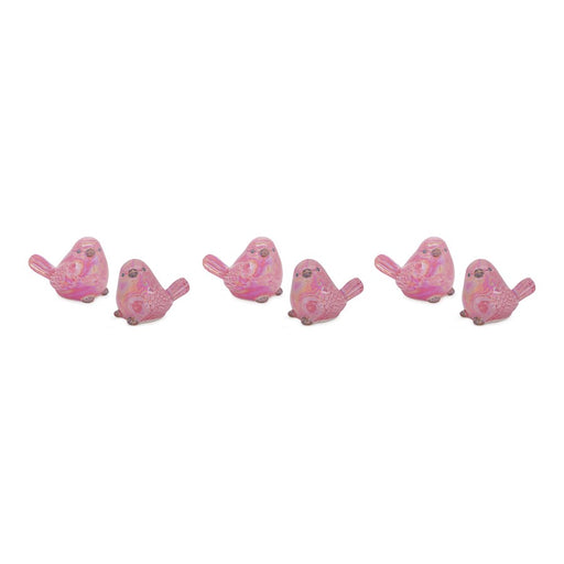 Melrose Int. Irridescent Ceramic Bird Figurine, Set of 6, Pink