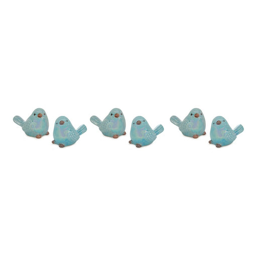 Melrose Int. Irridescent Ceramic Bird Figurine, Set of 6, Blue