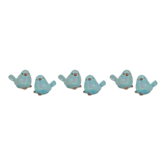 Melrose Int. Irridescent Ceramic Bird Figurine, Set of 6, Blue