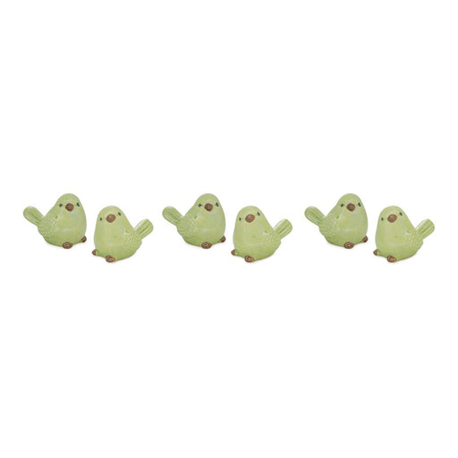 Melrose Irridescent Ceramic Bird Figurine, Set of 6, Green