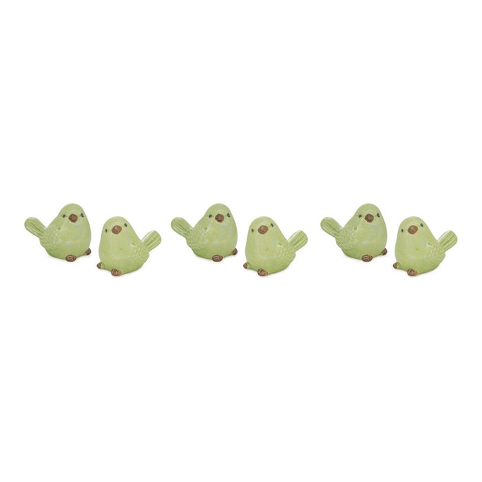 Melrose Irridescent Ceramic Bird Figurine, Set of 6, Green