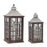 Melrose International Wood Lantern/Metal Lid, Set of 2, Grey/Brown - 88233DS