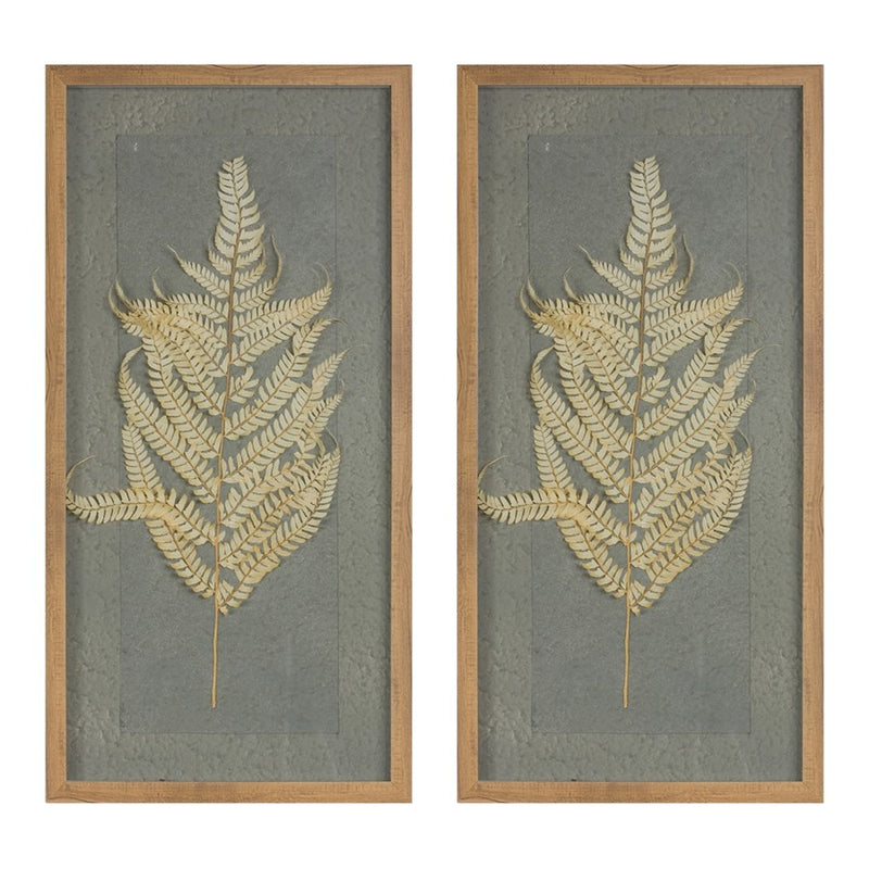 Melrose International Dried Fern Frame, Set of 2, Grey/Brown