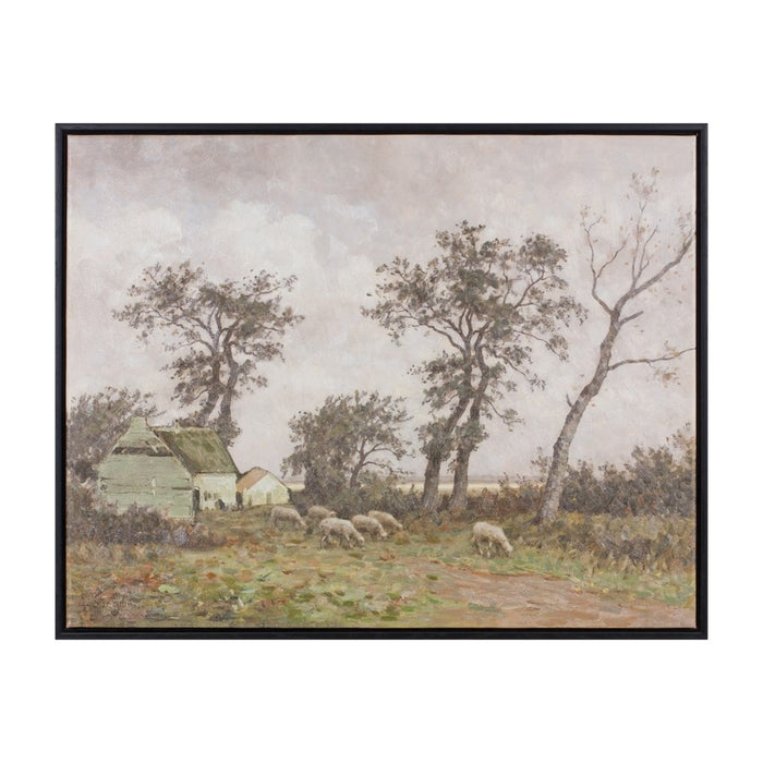 Melrose Framed Farm Canvas Wall Art 28"L, White/Green/Brown - 88236DS