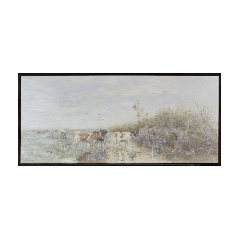 Melrose Framed Farm Canvas Wall Art 37.25"L, White/Black/Green - 88237DS