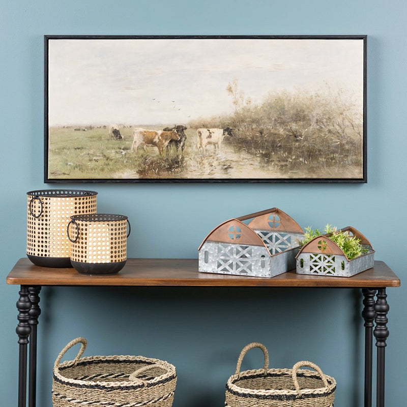 Melrose Framed Farm Canvas Wall Art 37.25"L, White/Black/Green