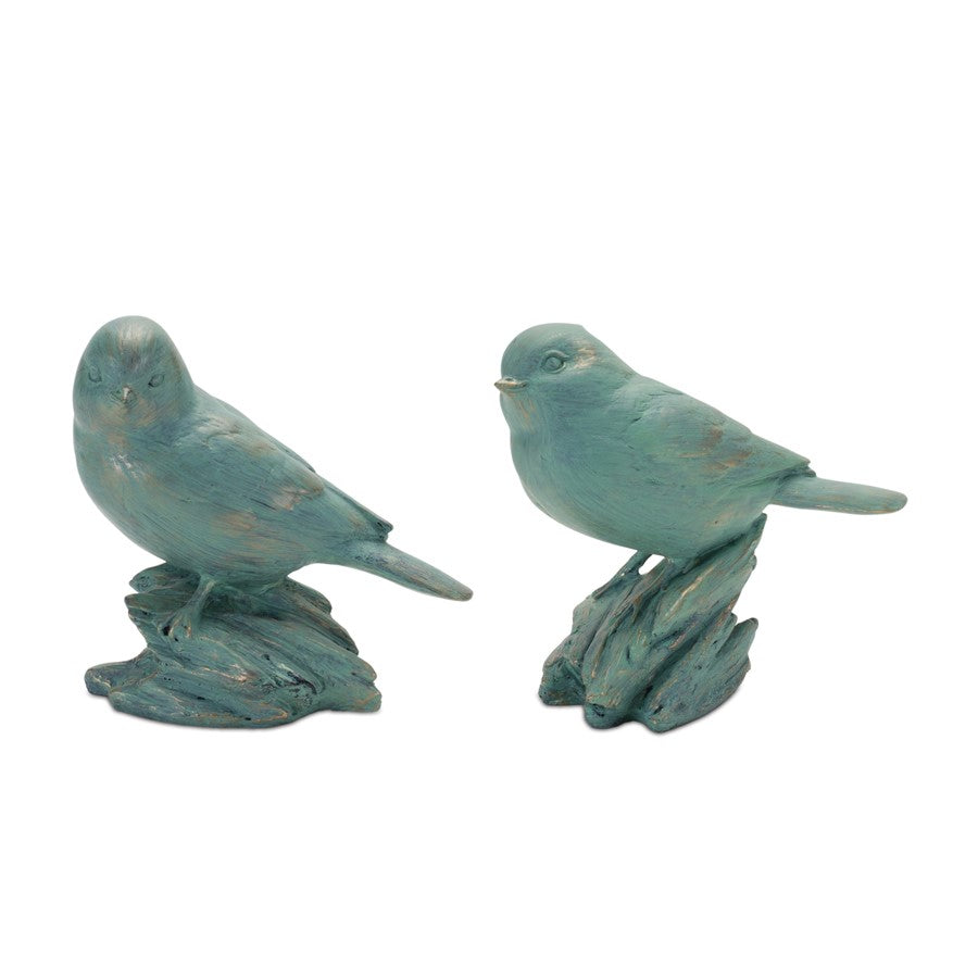Melrose International Perched Bird Figurine, Set of 6, Blue - 88245DS