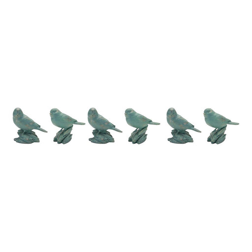Melrose International Perched Bird Figurine, Set of 6, Blue
