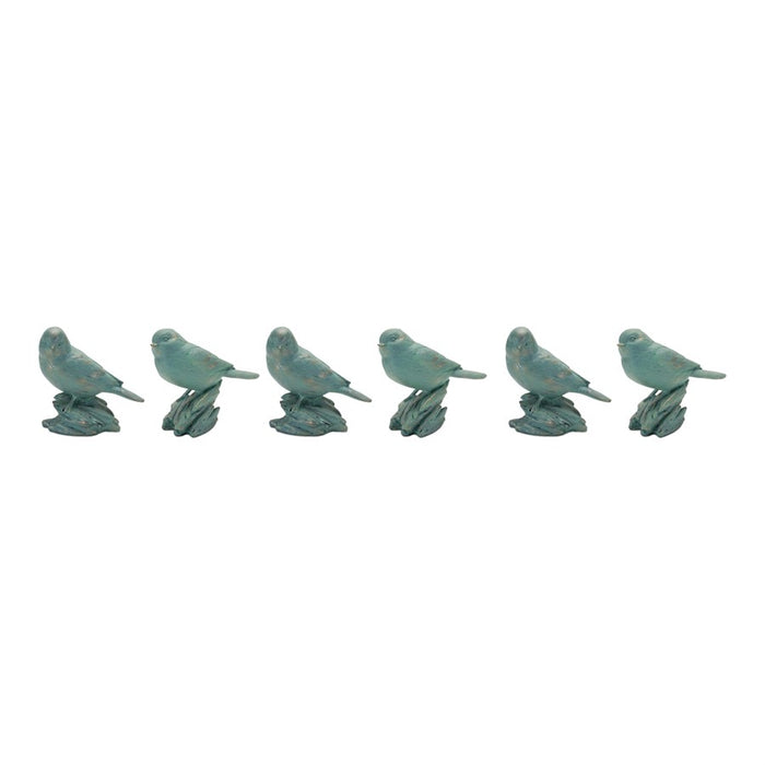 Melrose International Perched Bird Figurine, Set of 6, Blue