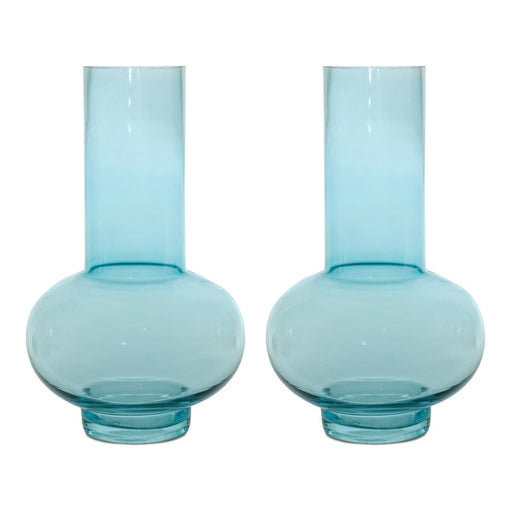 Melrose International Blue Glass Vase, Set of 2