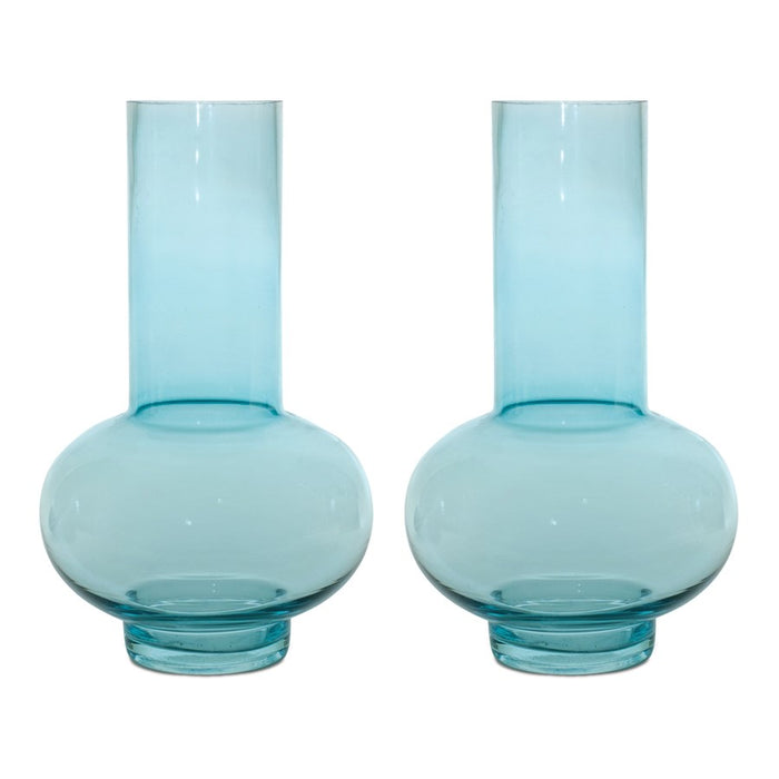 Melrose International Blue Glass Vase, Set of 2