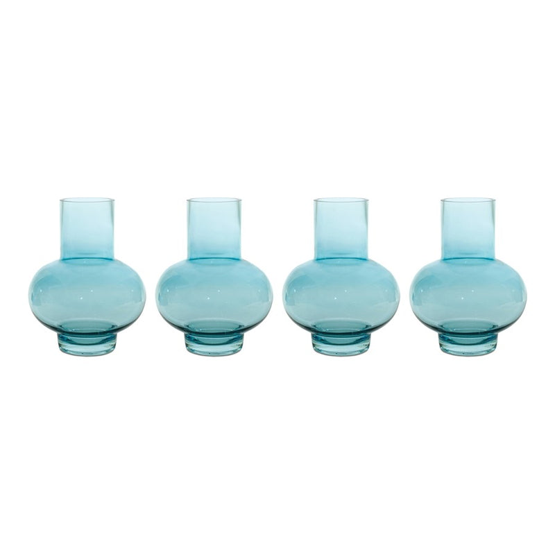 Melrose International Glass Vase, Set of 4, Blue