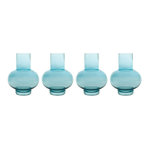 Melrose International Glass Vase, Set of 4, Blue