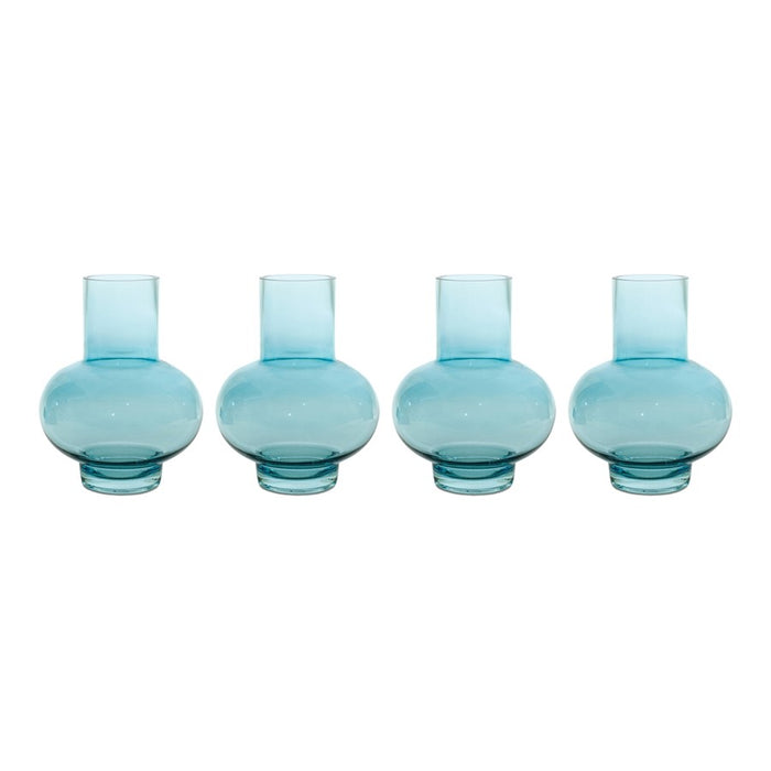 Melrose International Glass Vase, Set of 4, Blue