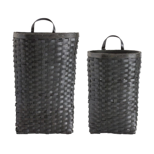 Melrose International Black Woven Wood Wall Basket, Set of 2 - 88272DS
