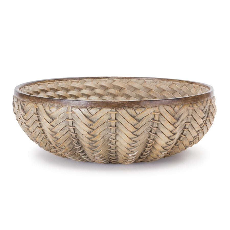Melrose International Decorative Wicker Design Bowl, Set of 2, Brown - 88281DS