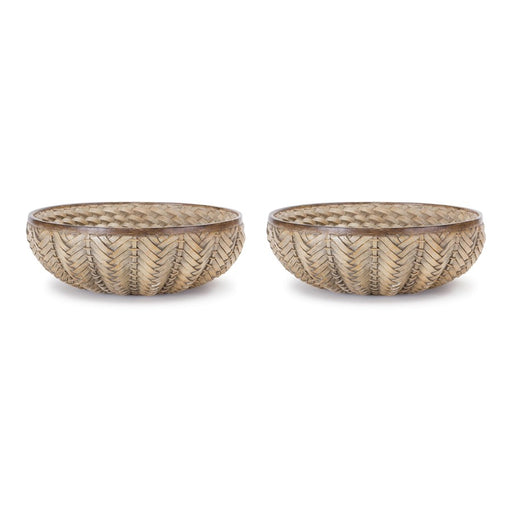 Melrose International Decorative Wicker Design Bowl, Set of 2, Brown