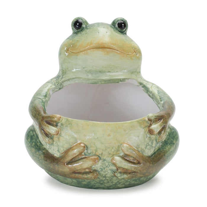 Melrose International Terra Cotta Frog Planter, Set of 4, Green - 88295DS