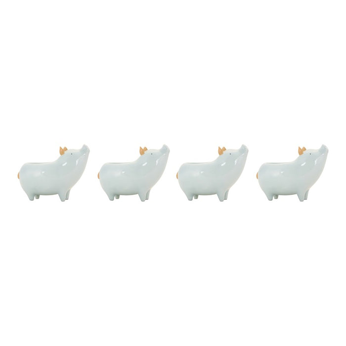 Melrose International Chic Pig Planter, Set of 4, Blue