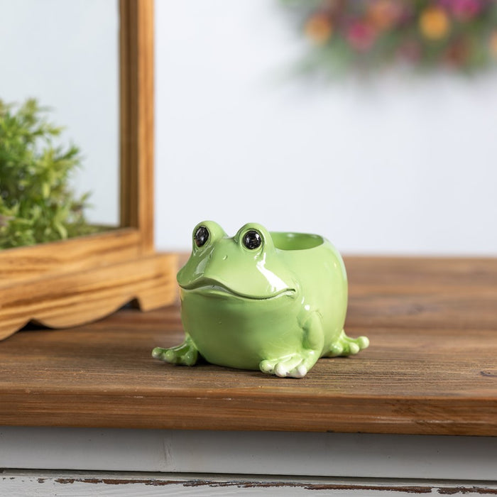 Melrose International Mini Frog Planter, Set of 2, Green