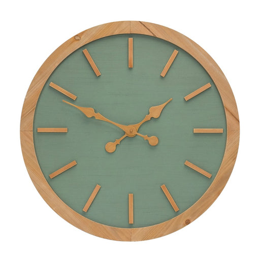 Melrose International Wood Wall Clock 24"D, Green/Brown - 88322DS