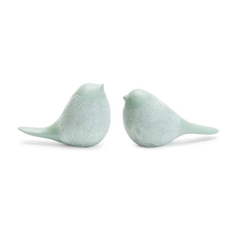 Melrose International Modern Etched Bird Figurine, Set of 4, Green - 88328DS
