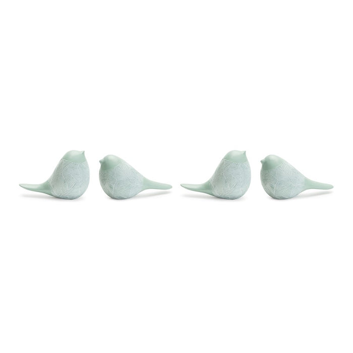 Melrose International Modern Etched Bird Figurine, Set of 4, Green