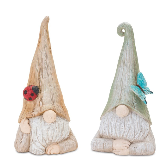 Melrose Gnome Statue/Wood GRain, Design, Set of 2, Green/Orange - 88329DS