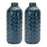 Melrose International Ceramic Leaf Pattern Vase, Set of 2, Blue