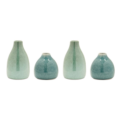 Melrose International Ceramic Bud Vase, Set of 4, Blue/Green
